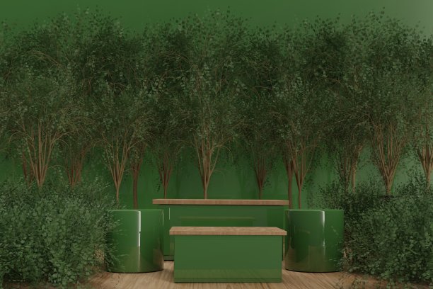 讲台木材纹理硬木装饰树在花园表面树木设计材料板材图案展示产品显示自然背景3D渲染图片下载