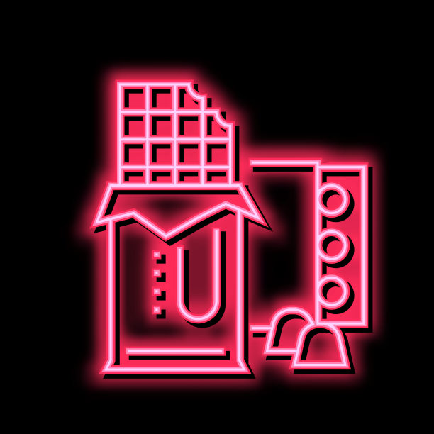 巧克力产品霓虹灯发光图标插图图片下载