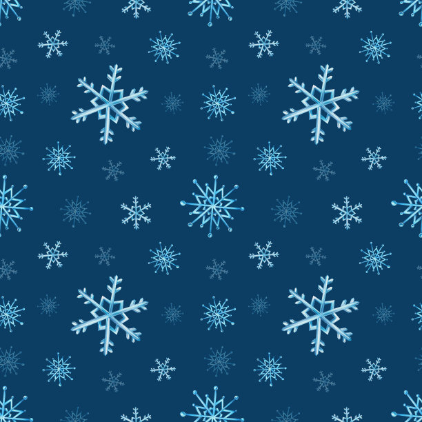 水彩无缝图案雪花。在一个孤立的背景上手绘。为设计师，装饰，明信片，包装纸，剪贴簿，封面，邀请，海报和纺织品图片下载