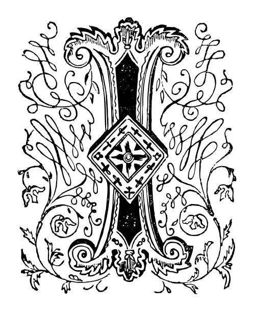 中世纪最初的第一个字母我-古董雕刻插图图片下载
