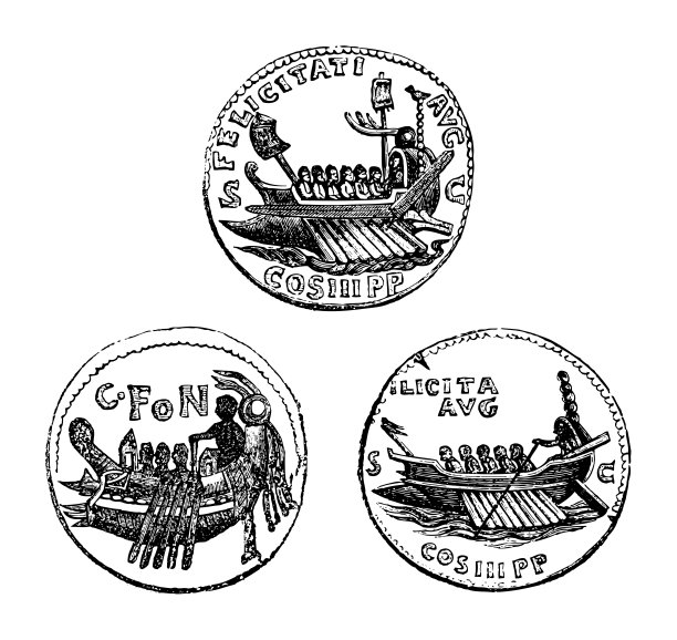 罗马硬币收集-古董雕刻插图图片下载