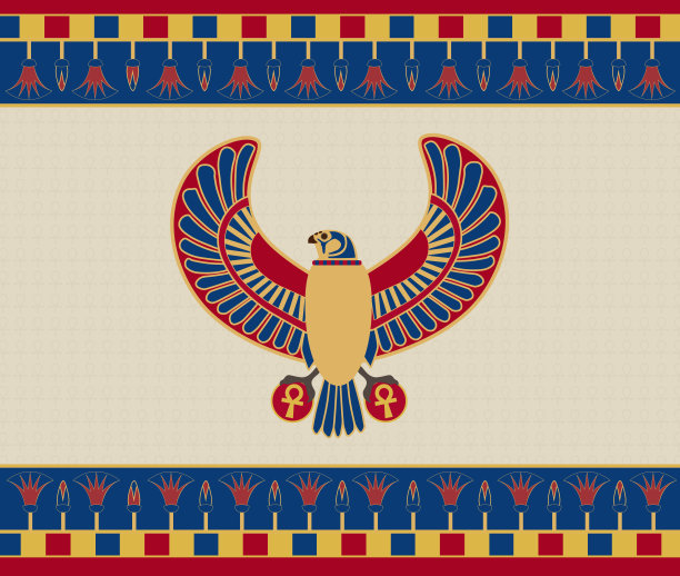 古埃及装饰-荷鲁斯与louts花-插图矢量背景图片下载