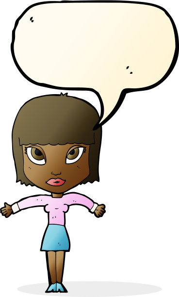 卡通女人耸肩说话泡沫图片下载