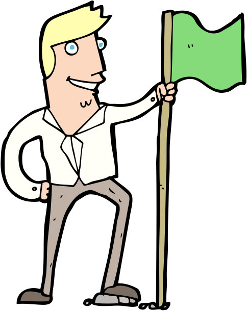 卡通男人插旗图片下载