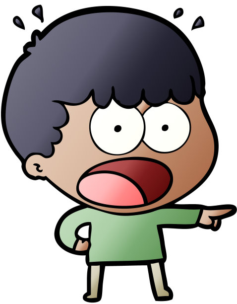 卡通震惊的男人指向前方图片下载