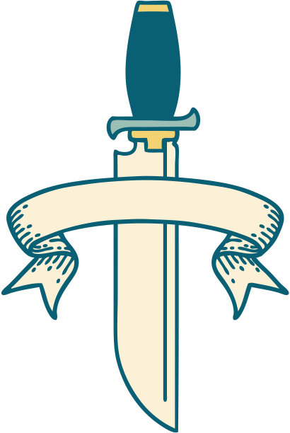 传统纹身与旗帜刀图片下载