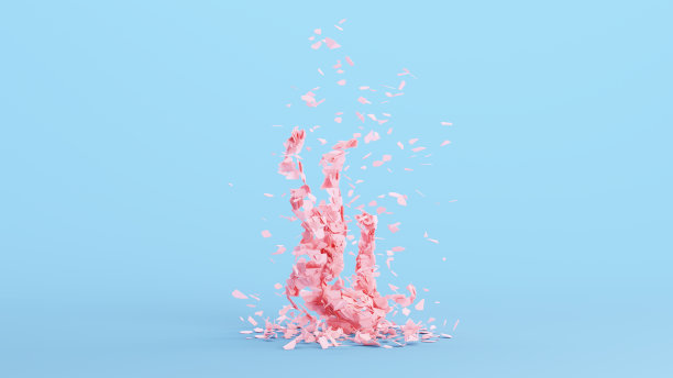 粉色坠落的人心理健康崩溃身体破碎骨折抑郁脆弱的心灵Z世代媚俗蓝色背景图片下载