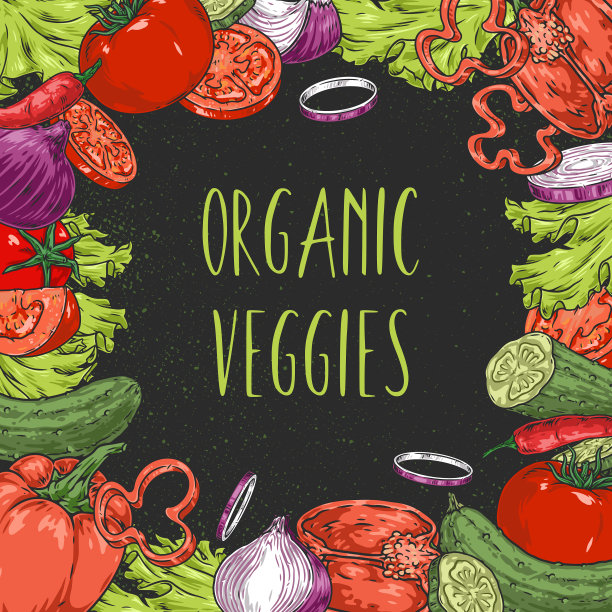 有机蔬菜复古彩色传单图片下载