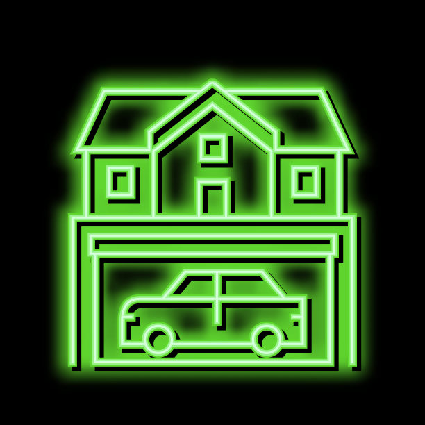 房屋停车霓虹灯发光图标说明图片下载
