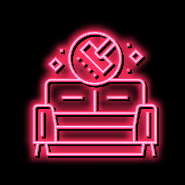 沙发清洁霓虹灯图标插图图片下载