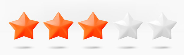 四星评级概念。三维矢量隔离在白色背景上图片下载