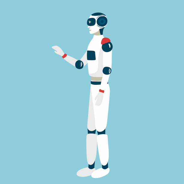 外星机器人，未来科技卡通人物。机器人生命形式，具有人工智能的未来机器或半机械人工人，手上有爪子和发光的霓虹灯眼睛图片下载