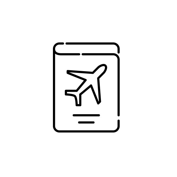 带有飞机标志的旅行护照。像素完美的可编辑笔画图标图片下载