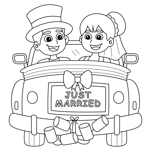 婚车，新娘，新郎，刚刚结婚，与世隔绝图片下载