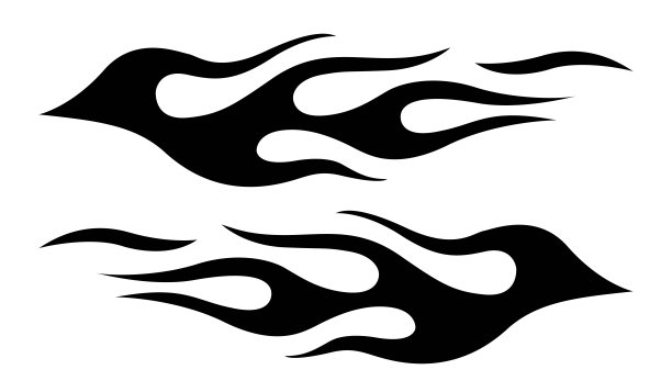 抽象黑色剪影火焰纹身矢量艺术图形。部落蹩脚的汽车乙烯贴花和喷枪模板。图片下载