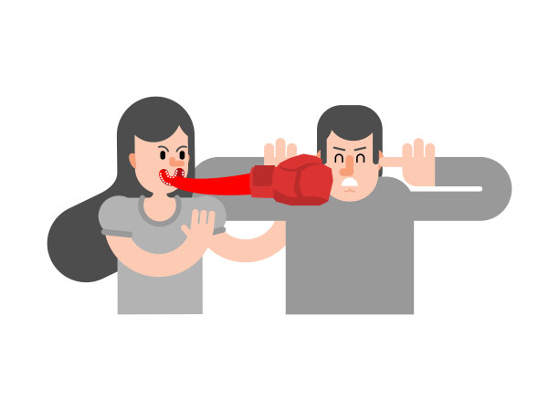 夫妻吵架。舌头就像拳击手套。用语言打击。情侣间的咒骂和争吵图片下载