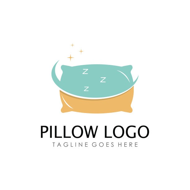 睡眠枕头标志模板。标志为商业，室内，家具和睡眠符号。图片下载
