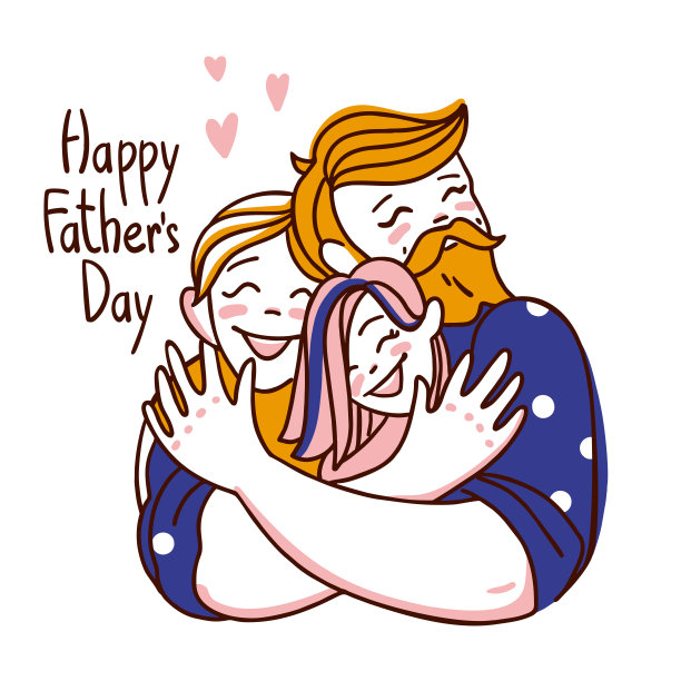 父亲紧紧地拥抱笑着的孩子们。祝您父亲节快乐。图片下载