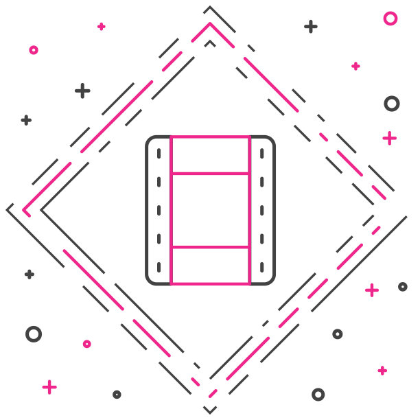 线播放视频图标孤立在白色背景上。薄膜条标志。彩色轮廓概念。向量图片下载