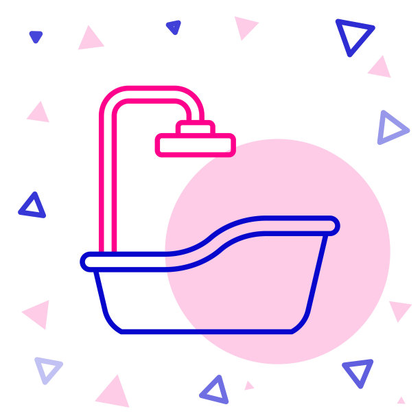 线条浴缸图标隔离在白色背景上。彩色轮廓概念。向量图片下载