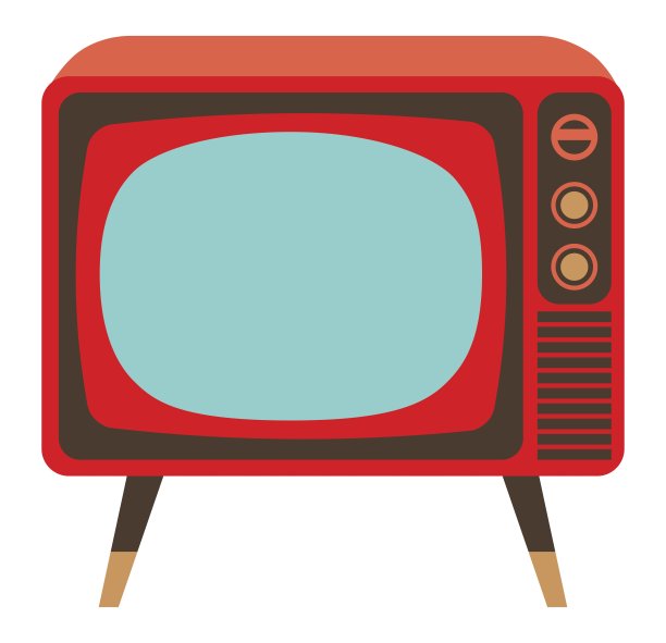 白色背景上的复古电视。图片下载