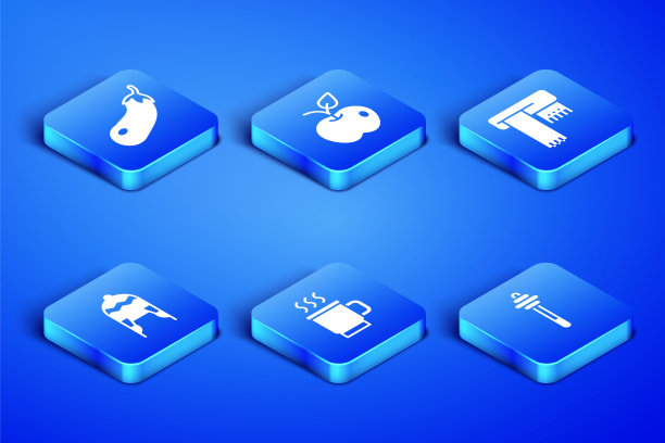 设置蜂蜜勺棒，茄子，一杯茶，冬天的帽子，苹果和围巾图标。向量图片下载