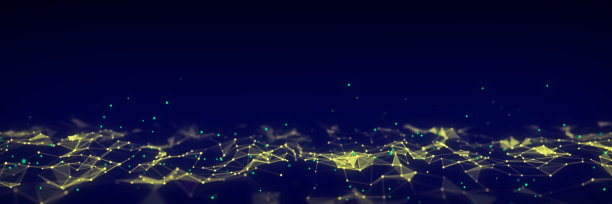 动态橙色波连接点和线在蓝色背景。数字波背景概念。抽象技术背景。大数据可视化。3 d渲染。图片下载