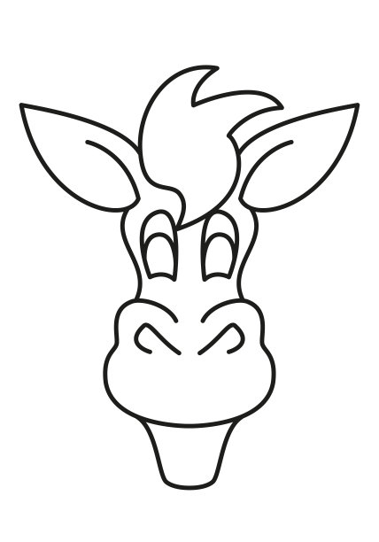 马头卡通简单轮廓示意图黑白矢量插图孤立在白色上图片下载