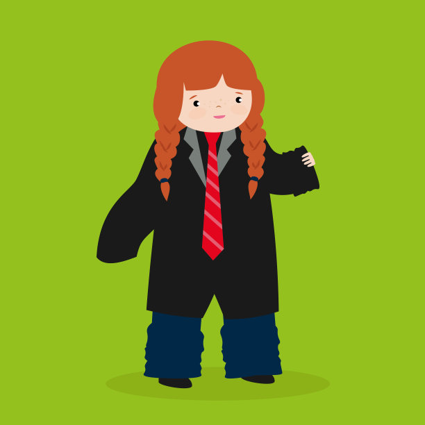 可爱的小女孩穿着超大号的校服。图片下载