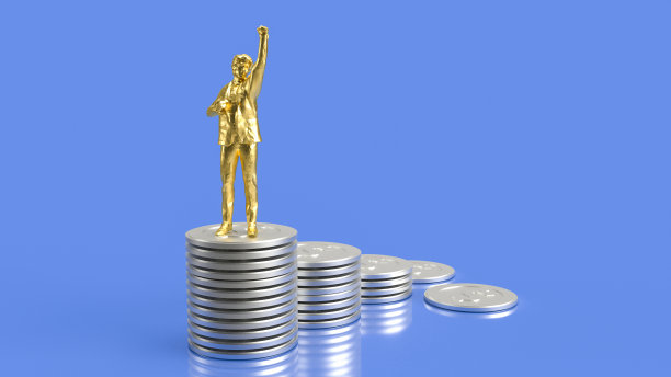 黄金商人和硬币三维渲染图片下载