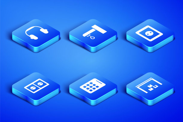 设置仓库，耳机，图形平板，电源插座，水龙头和图标。向量图片下载