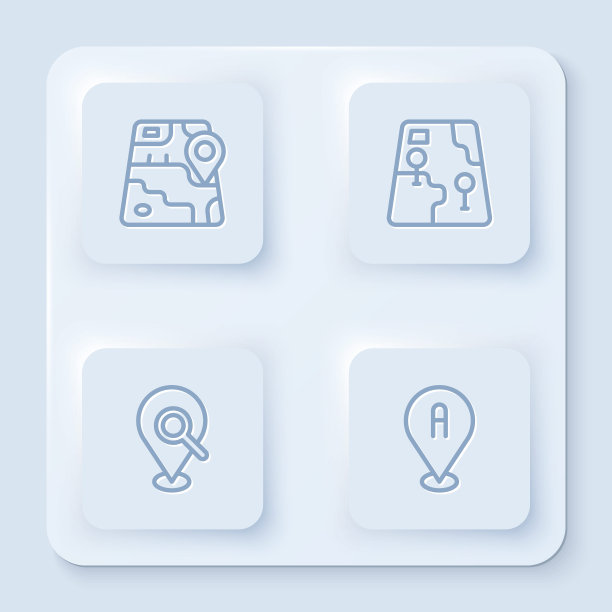 设置行城市地图导航，，搜索位置和位置。白色方形按钮。向量图片下载