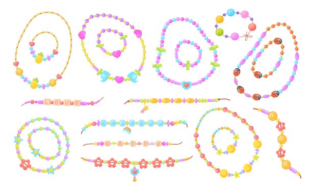 Diy手镯。塑料珠卡通手环，儿童珠宝饰品，友谊手环，儿童手环，符号项链图片下载