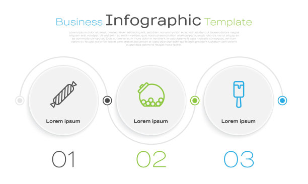 设置线糖果，玻璃罐内的糖果和冰淇淋。业务信息图模板。向量图片下载