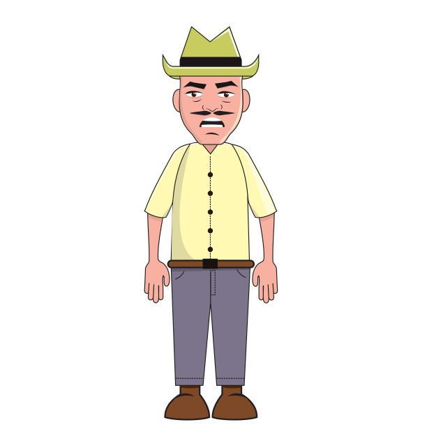 农民矢量卡通风格，表达悲伤图片下载