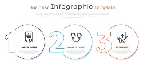 在圣经上设置行证书模板，手铐和誓言。业务信息图模板。向量图片下载