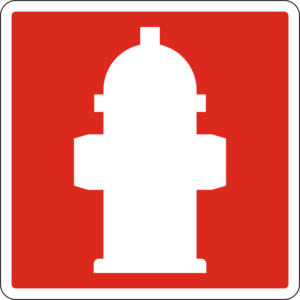 红色背景的消防栓标志图片下载