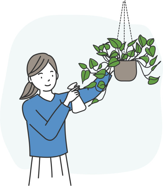 照料室内植物的妇女图片下载