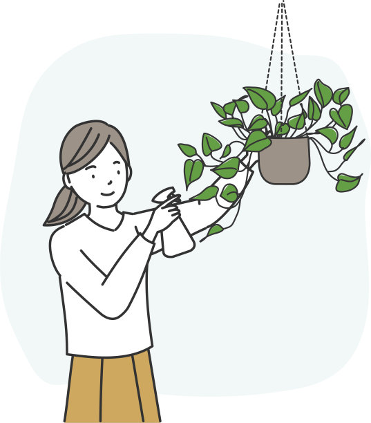 照料室内植物的妇女图片下载