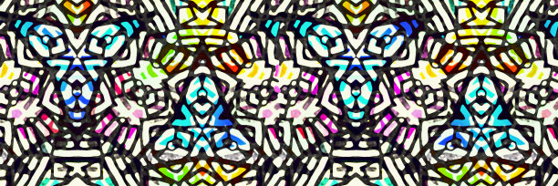 多色无缝部落图案，涂鸦设计，几何形状，插图图片下载