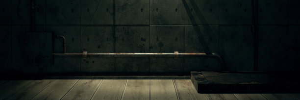 垃圾抽象房间与城市金属背景。三维渲染图片下载