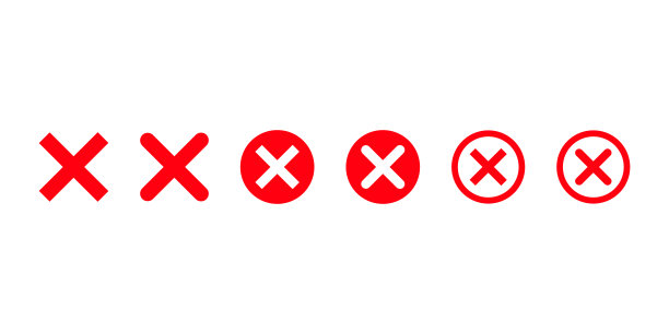 红十字矢量插图集。Negativ迹象。检查表标记图标。图片下载