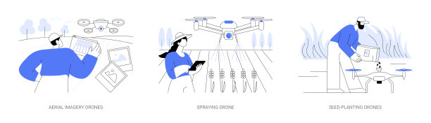 农业无人机抽象概念矢量插图。图片下载