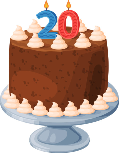 生日蛋糕上的蜡烛有20个数字年龄图片下载