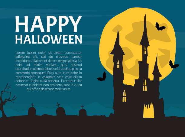 横幅上有恐怖的万圣节房子里有鬼魂和图片下载