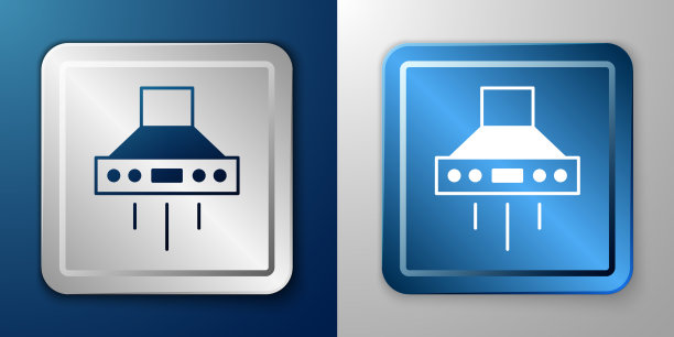 白色厨房抽风机图标孤立在蓝色上图片下载