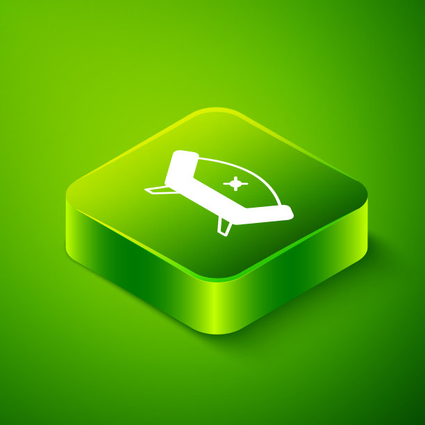 等距沙发图标孤立在绿色背景图片下载