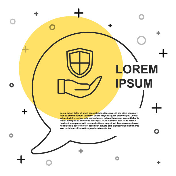 黑线盾在手图标隔离在白色上图片下载