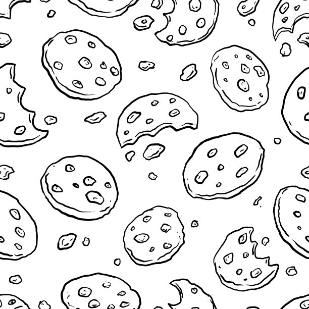 巧克力饼干涂鸦无缝模式。卡通插图矢量插图背景。用于印刷，纺织，网页，家居装饰，时尚，表面，平面设计图片下载