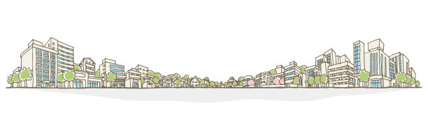 城市插图。手绘的风格。图片下载